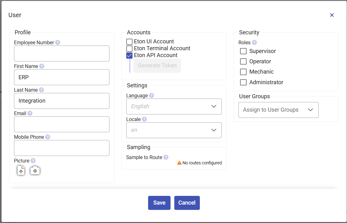 Adding integration user